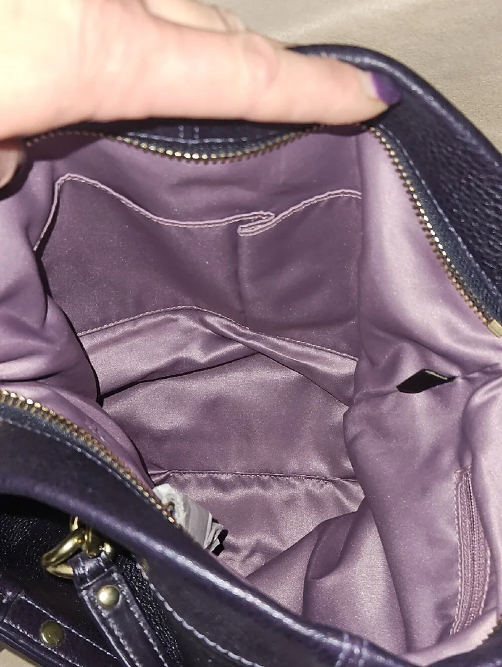 Coach Purple Leather Shoulder Bag with Gold-Tone Hardware